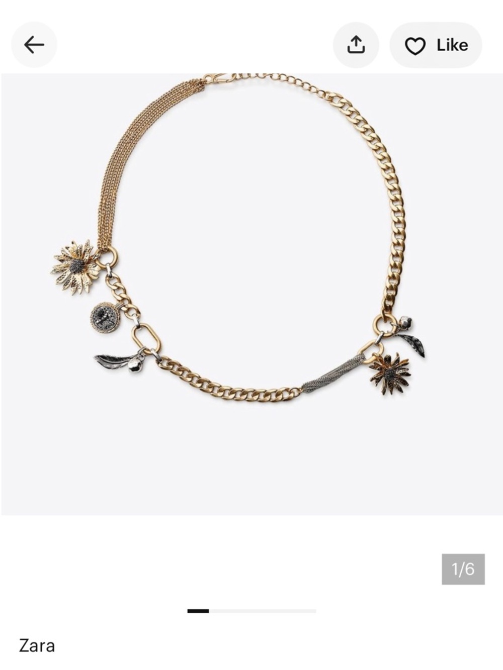 Zara Gold-Tone Flower Charm belt - Picture 3 of 4
